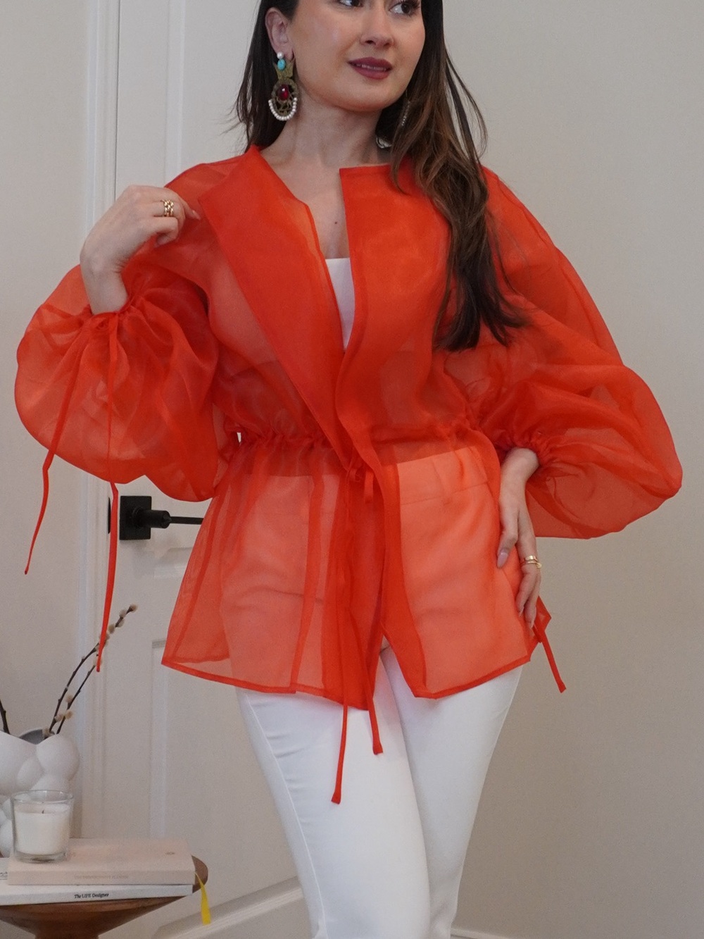 STYLEWE Sheer Red Long-Sleeve cardigan